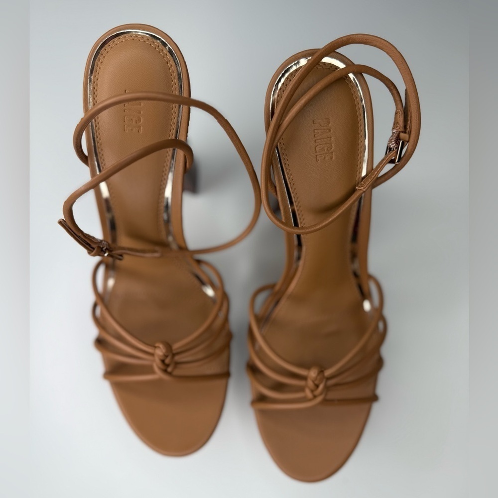 Paige Hailey Platform Sandal in Cognac Leather Size 10 NWT Strappy Euro Summer - Picture 6 of 15